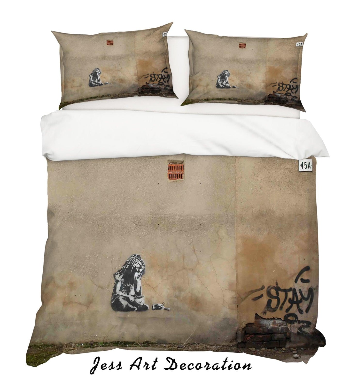 3D Banksy Mural Alone Girl Quilt Cover Set Bedding Set Duvet Cover Pillowcases  ZY D89