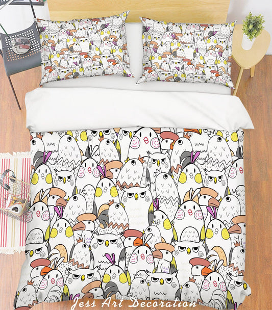 3D Cartoon Owl Cock Quilt Cover Set Bedding Set Pillowcases  2