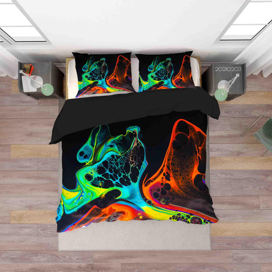 3D Abstract Green Orange Marble Texture Quilt Cover Set Bedding Set Duvet Cover Pillowcases 5