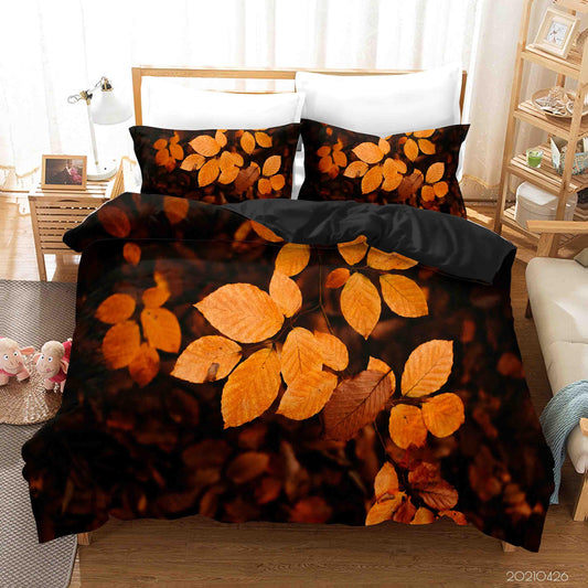 3D Autumn Leaf Quilt Cover Set Bedding Set Duvet Cover Pillowcases 304