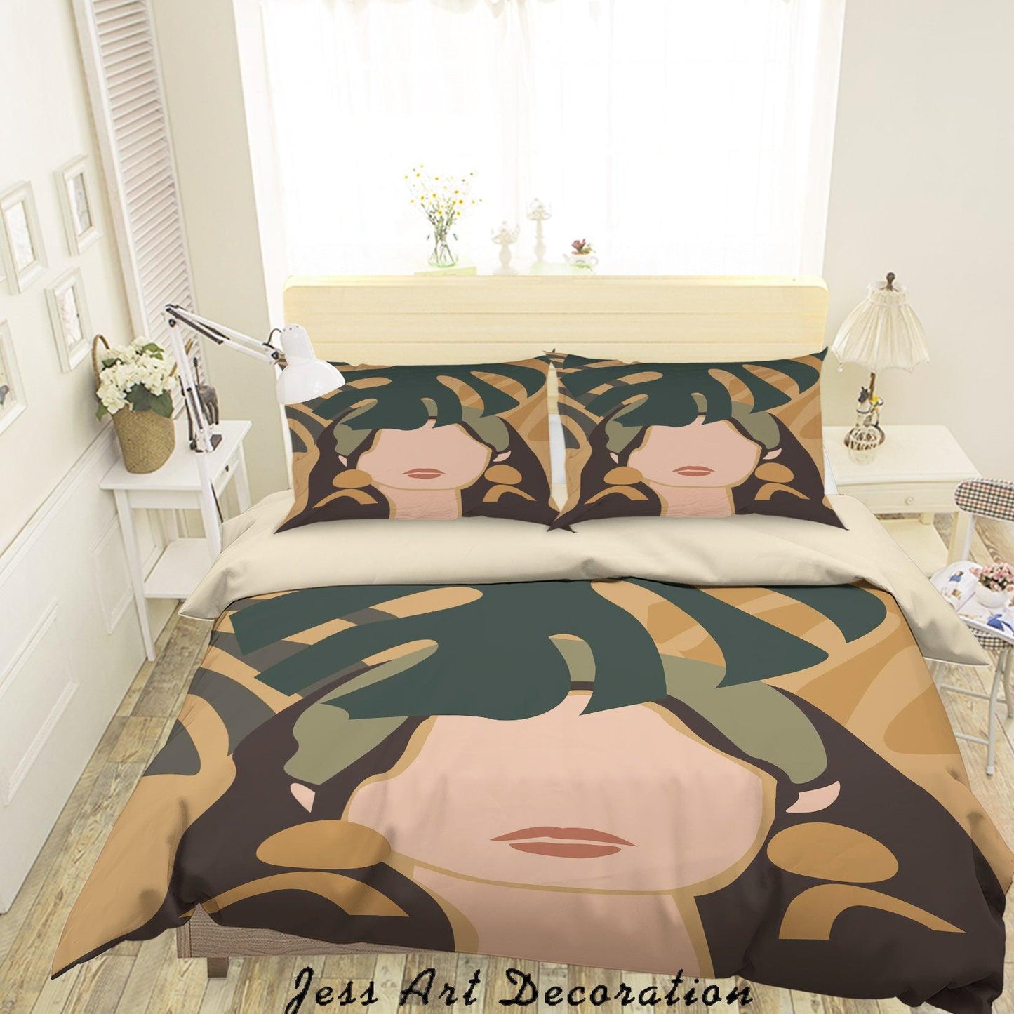 3D Beauty Lady Silhouette Tropical Leaves Quilt Cover Set Bedding Set Duvet Cover Pillowcases SF02