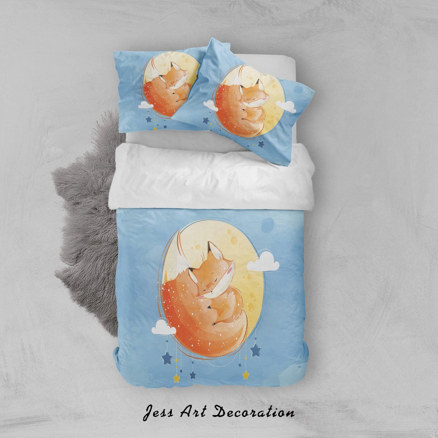 3D Blue Fox Quilt Cover Set Bedding Set Duvet Cover Pillowcases SF94