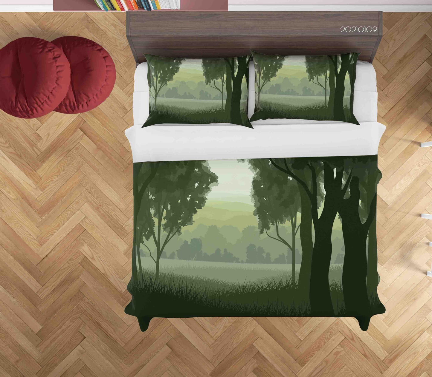 3D Cartoon Green Forest Quilt Cover Set Bedding Set Duvet Cover Pillowcases 25 LQH