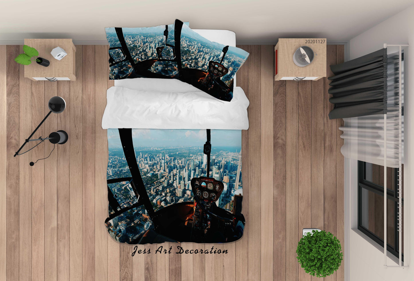 3D Airplane Window Modern Cityscapes Building Quilt Cover Set Bedding Set Duvet Cover Pillowcases LXL