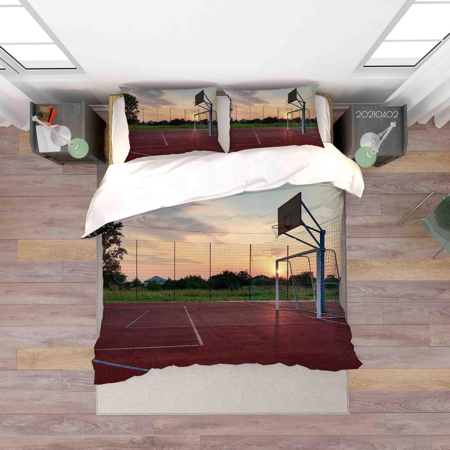 3D Basketball Court Quilt Cover Set Bedding Set Duvet Cover Pillowcases 55 LQH