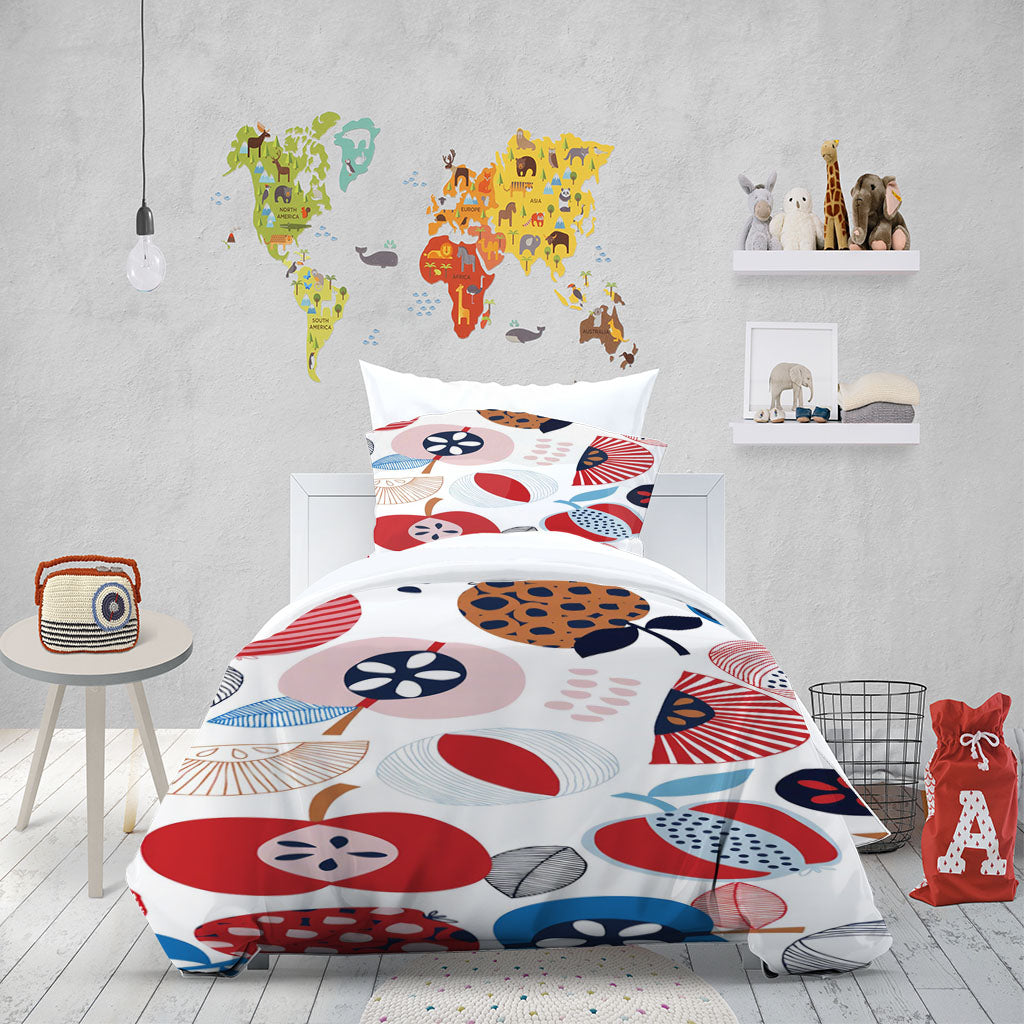 3D Apple Fan Dot Leaf Quilt Cover Set Bedding Set Duvet Cover Pillowcase 1456