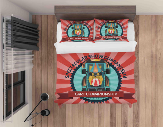 3D Car Championship Red Quilt Cover Set Bedding Set Pillowcases LQH A011