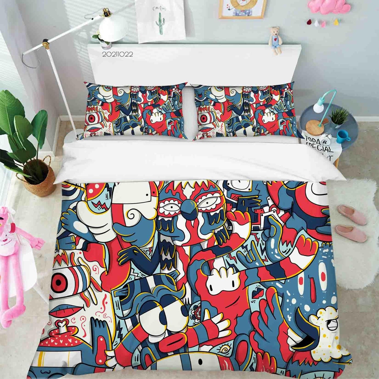 3D Abstract Monster Artistic Graffiti Quilt Cover Set Bedding Set Duvet Cover Pillowcases 83