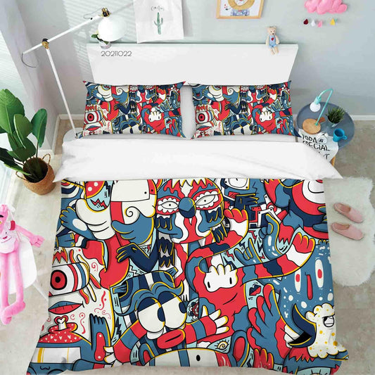 3D Abstract Monster Artistic Graffiti Quilt Cover Set Bedding Set Duvet Cover Pillowcases 83