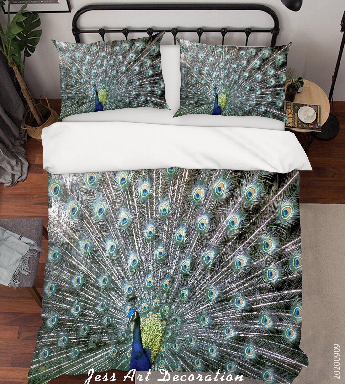 3D Animal Peacock Feathers Quilt Cover Set Bedding Set Duvet Cover Pillowcases WJ 6017