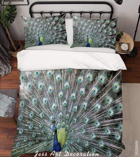 3D Animal Peacock Feathers Quilt Cover Set Bedding Set Duvet Cover Pillowcases WJ 6017
