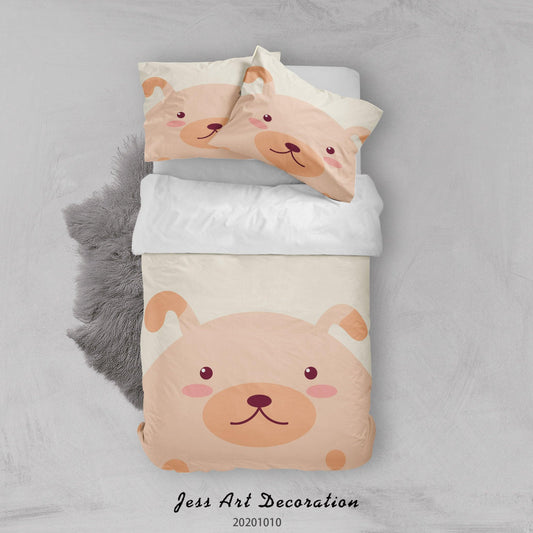 3D Cartoon Cute Animal Dog Quilt Cover Set Bedding Set Duvet Cover Pillowcases WJ 9518