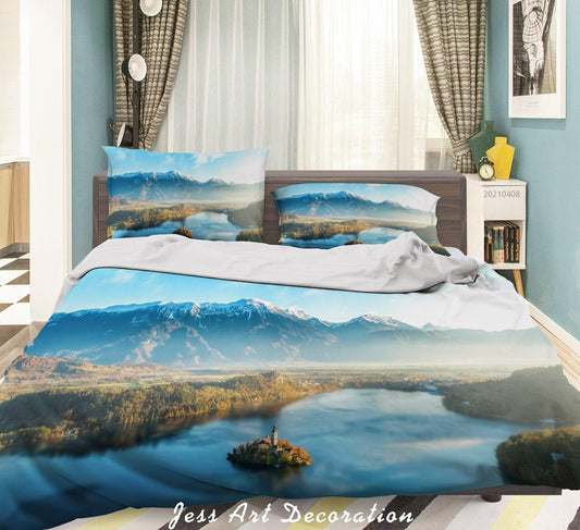 3D Blue Sky Lake Landscape Quilt Cover Set Bedding Set Duvet Cover Pillowcases 253