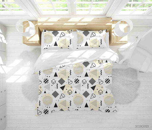 3D Abstract Geometric Pattern Quilt Cover Set Bedding Set Duvet Cover Pillowcases 21 LQH