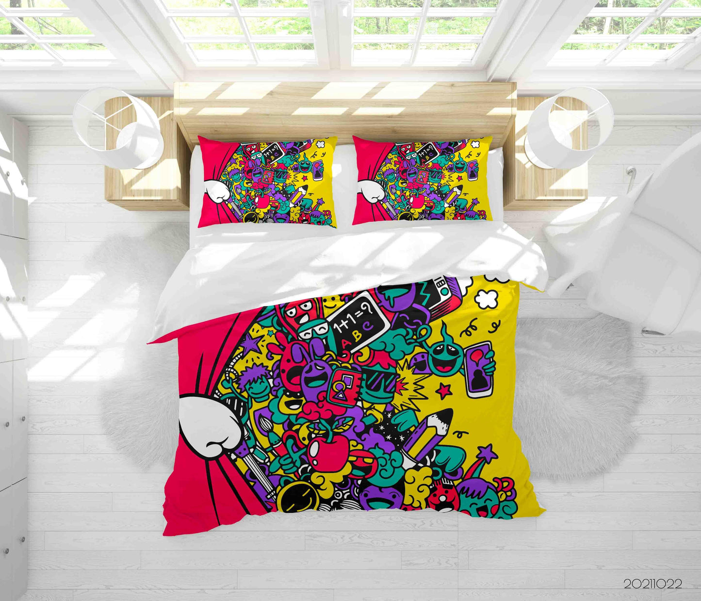 3D Abstract Color Monster Graffiti Quilt Cover Set Bedding Set Duvet Cover Pillowcases 44