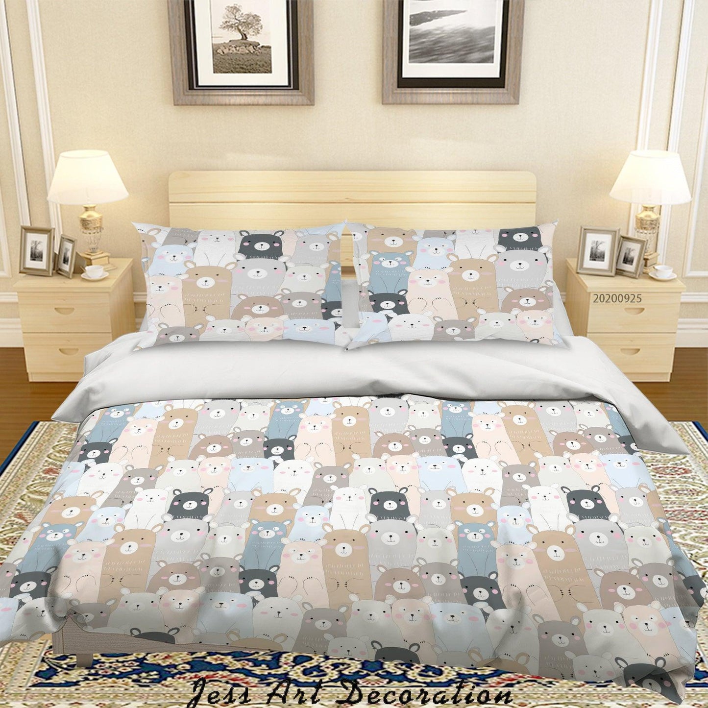 3D Cartoon Animal Bear Pattern Quilt Cover Set Bedding Set Duvet Cover Pillowcases WJ 6410