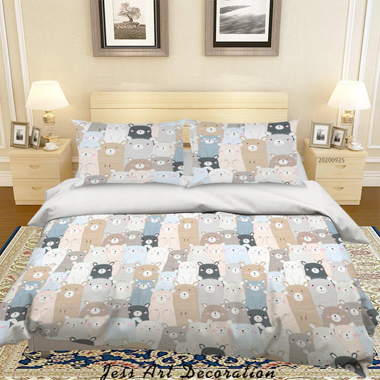 3D Cartoon Animal Bear Pattern Quilt Cover Set Bedding Set Duvet Cover Pillowcases WJ 6410