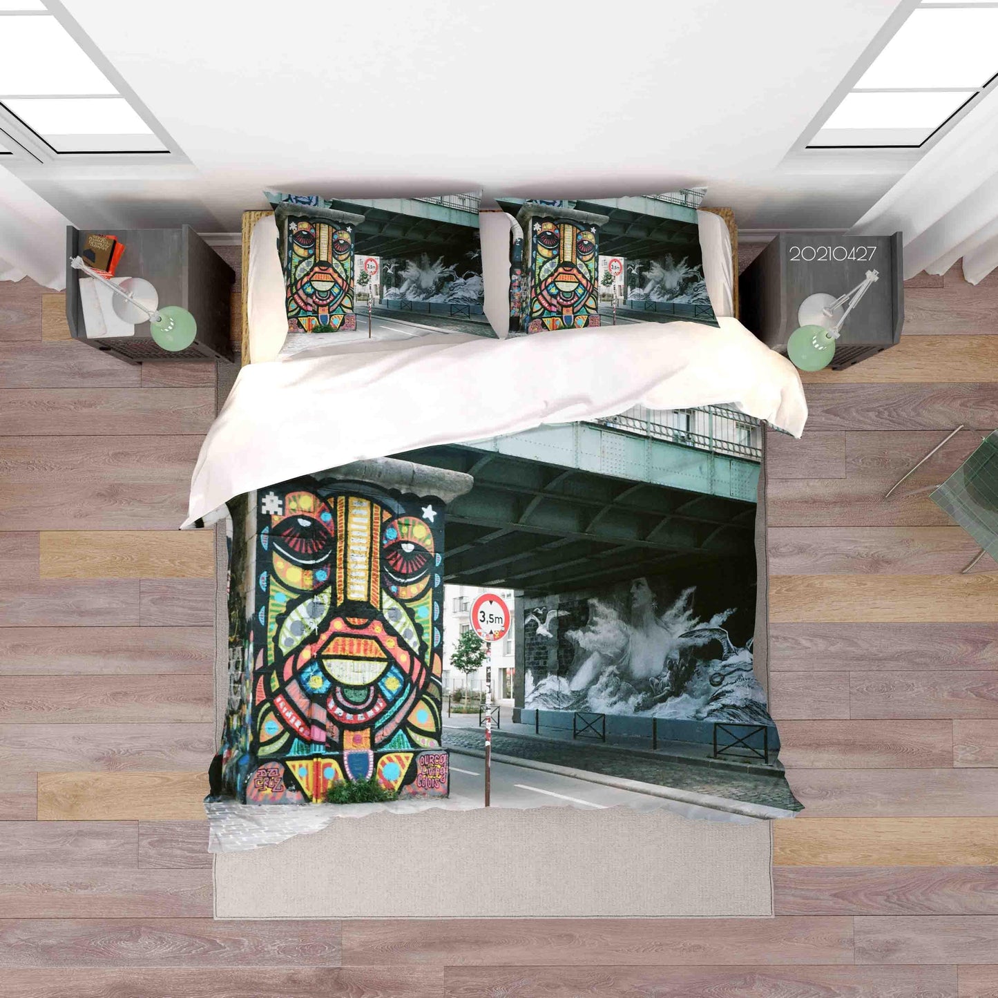 3D Abstract Street Color Graffiti Quilt Cover Set Bedding Set Duvet Cover Pillowcases 94