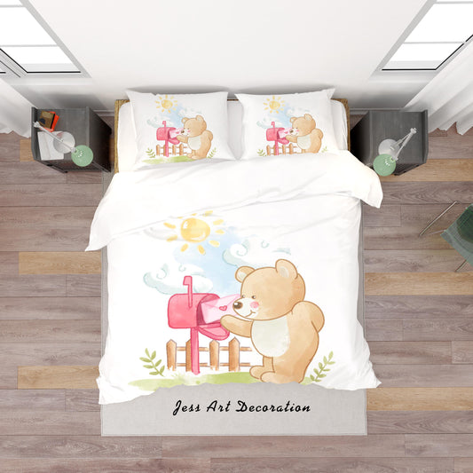 3D Bear Mailbox Quilt Cover Set Bedding Set Duvet Cover Pillowcases SF151