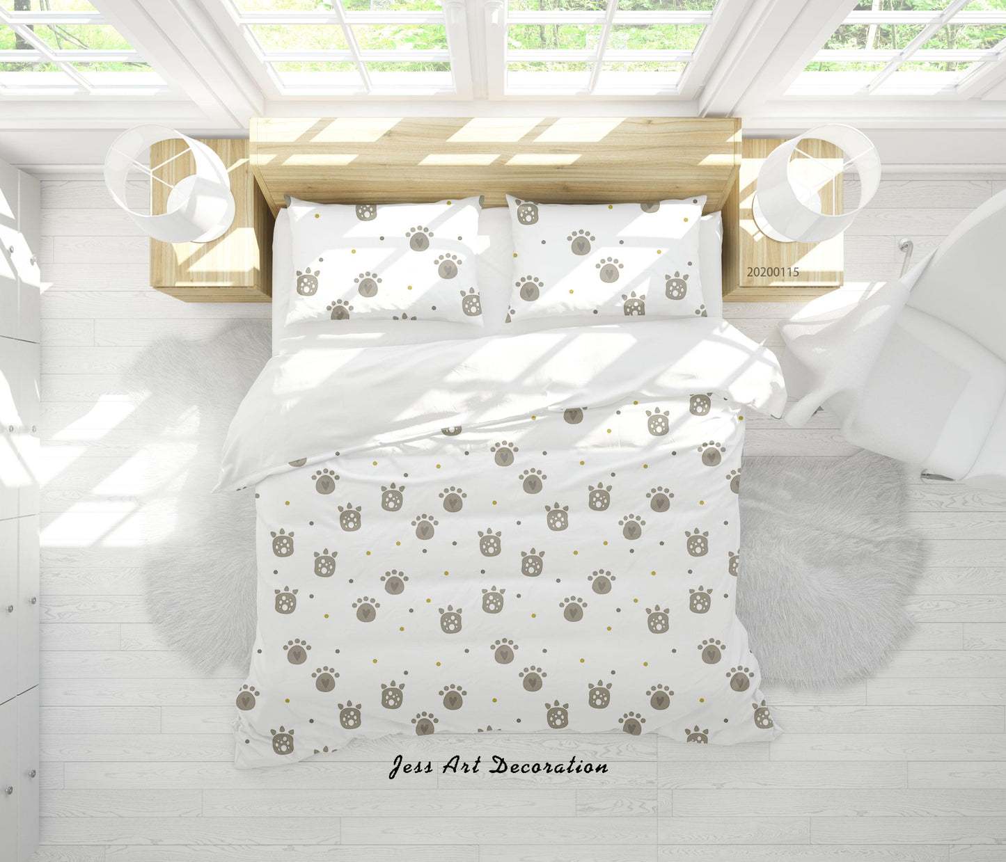 3D Cartoon Animal Paws Pattern Quilt Cover Set Bedding Set Duvet Cover Pillowcases WJ 9603