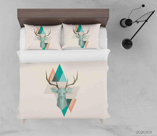 3D Cartoon Animal Elk Triangle Quilt Cover Set Bedding Set Duvet Cover Pillowcases 74 LQH