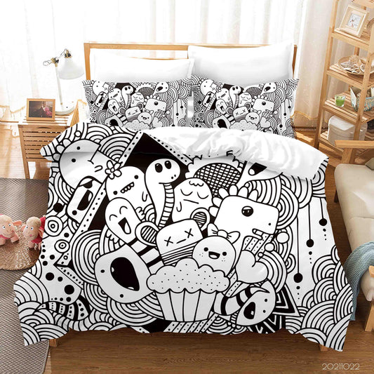 3D Abstract Monster Artistic Graffiti Quilt Cover Set Bedding Set Duvet Cover Pillowcases 2