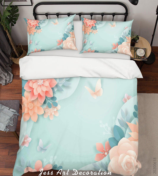 3D Blue Floral Quilt Cover Set Bedding Set Duvet Cover Pillowcases SF88