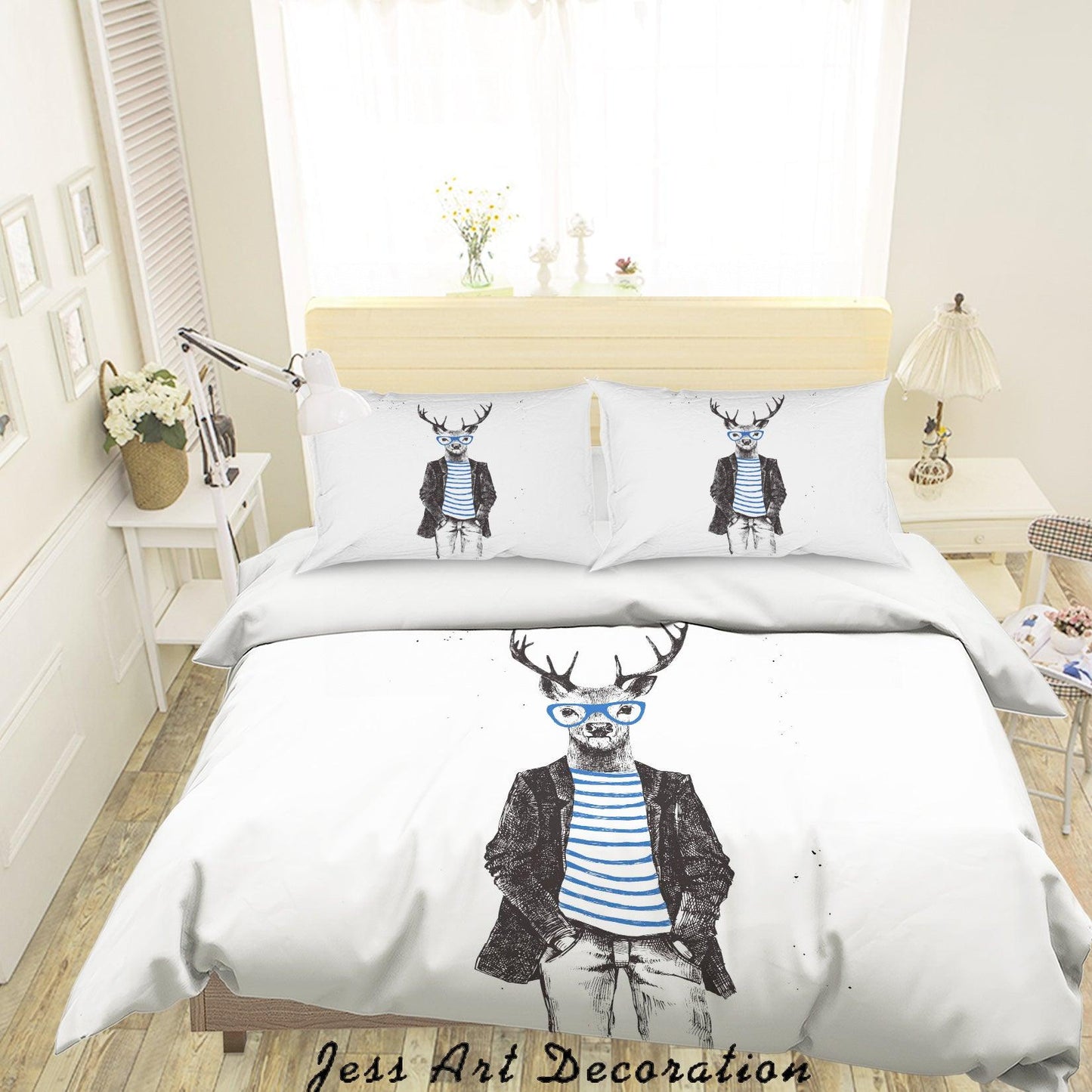 3D Cartoon Animal Deer Quilt Cover Set Bedding Set Duvet Cover Pillowcases A024 LQH
