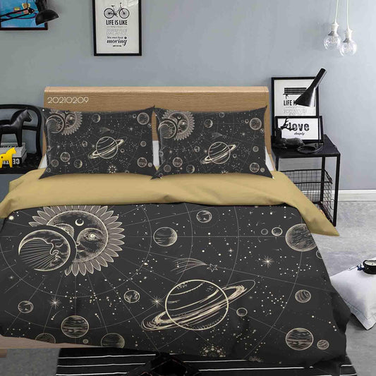 3D Black Space Solar System Quilt Cover Set Bedding Set Duvet Cover Pillowcases 35