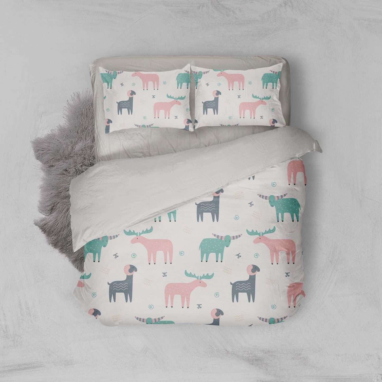 3D Cartoon Colorful Buck Animal Quilt Cover Set Bedding Set Duvet Cover Pillowcases LXL