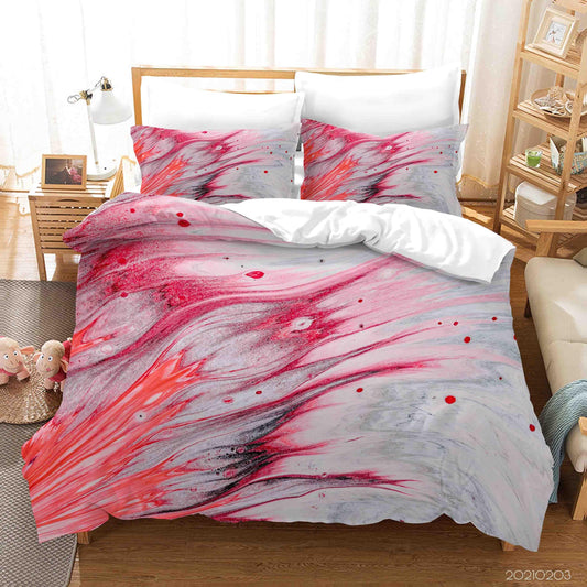 3D Abstract Pink Marble Texture Quilt Cover Set Bedding Set Duvet Cover Pillowcases 90