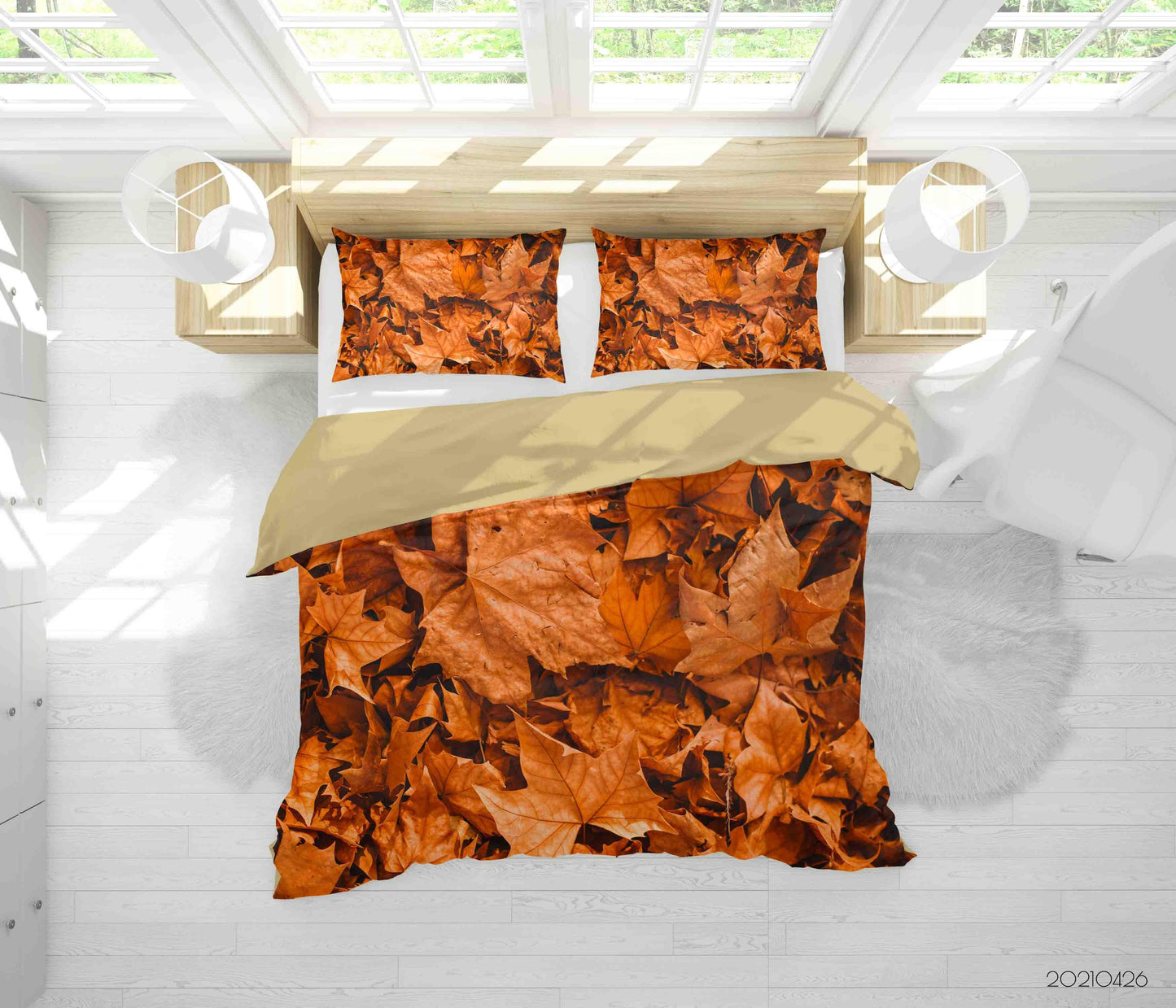 3D Autumn Tree Leaf Quilt Cover Set Bedding Set Duvet Cover Pillowcases 310