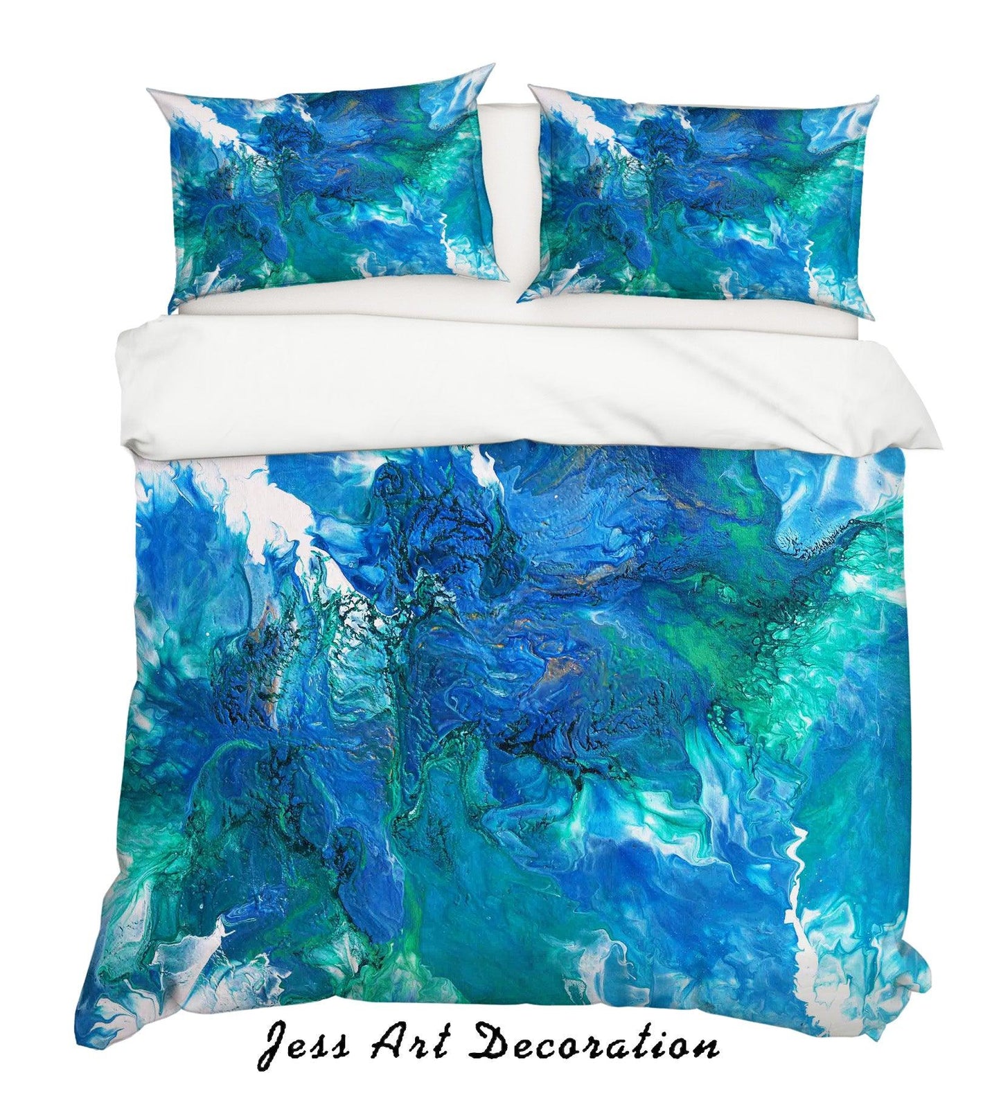 3D Blue Watercolor Quilt Cover Set Bedding Set Pillowcases SF44