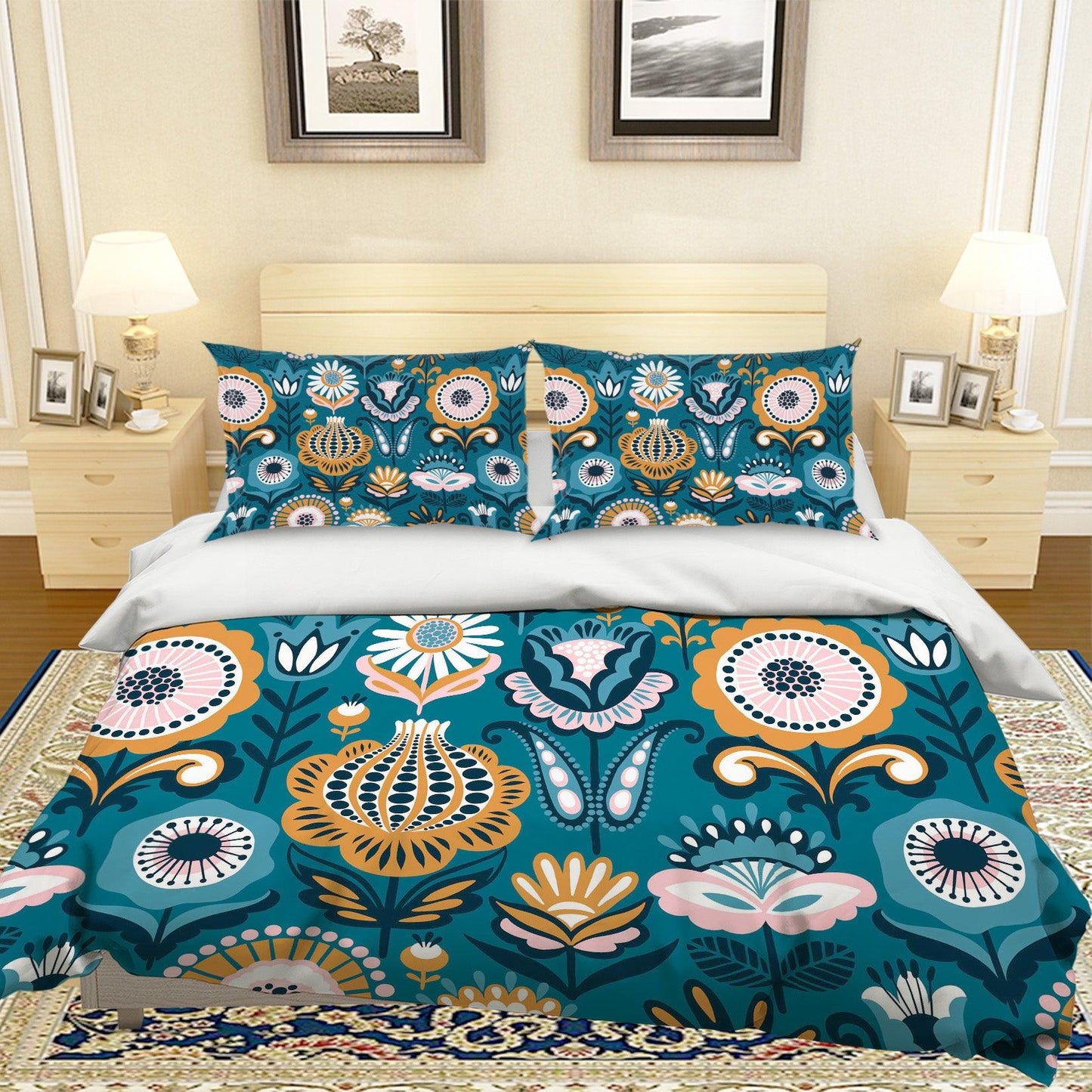 3D Blue Floral Quilt Cover Set Bedding Set Pillowcases 32