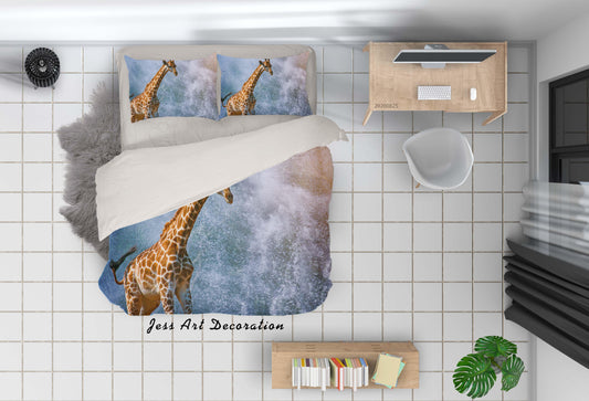 3D Animal Nature Giraffe Quilt Cover Set Bedding Set Duvet Cover Pillowcases WJ 3324
