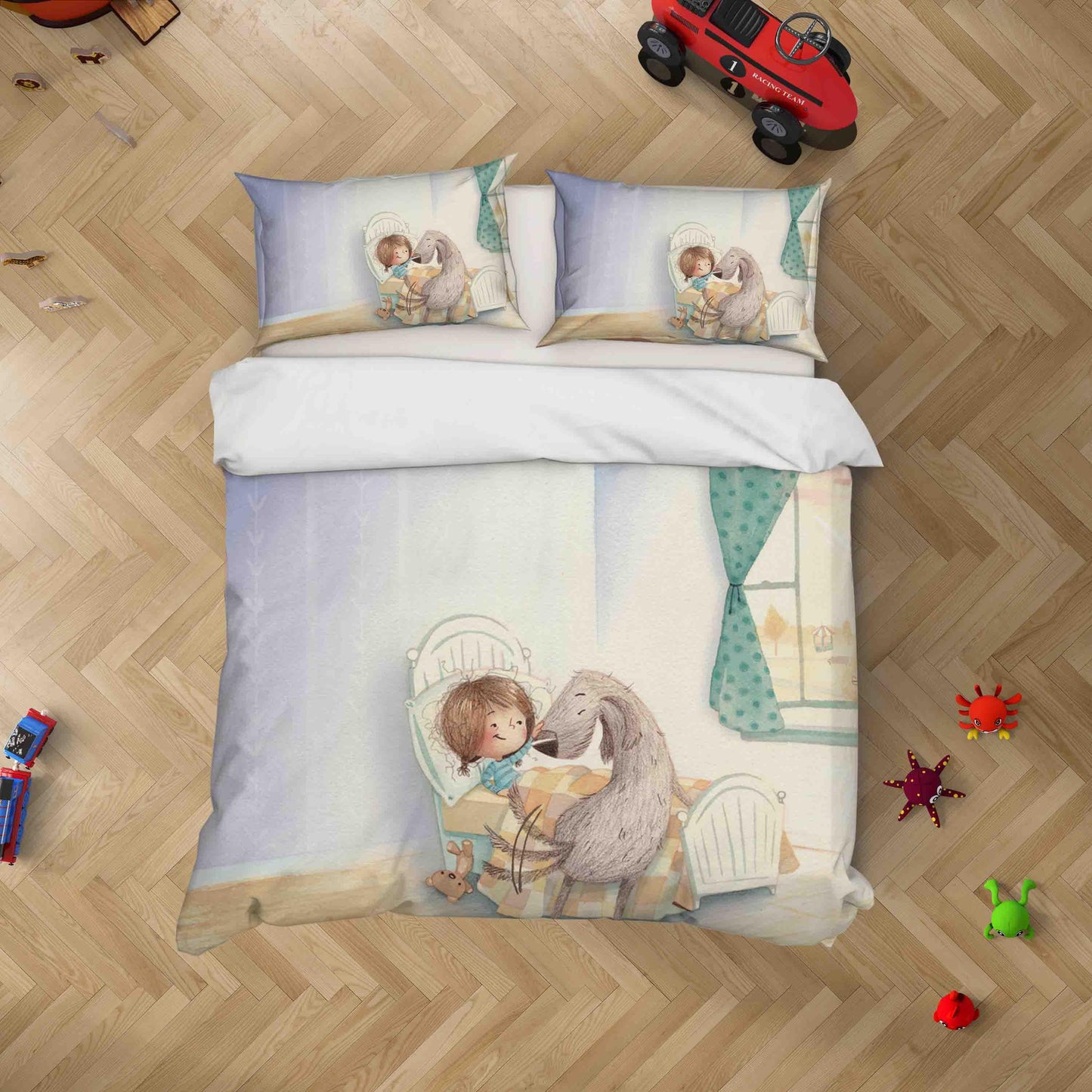 3D Bedroom Girl Dog Cartoon Quilt Cover Set Bedding Set Duvet Cover Pillowcases SF068