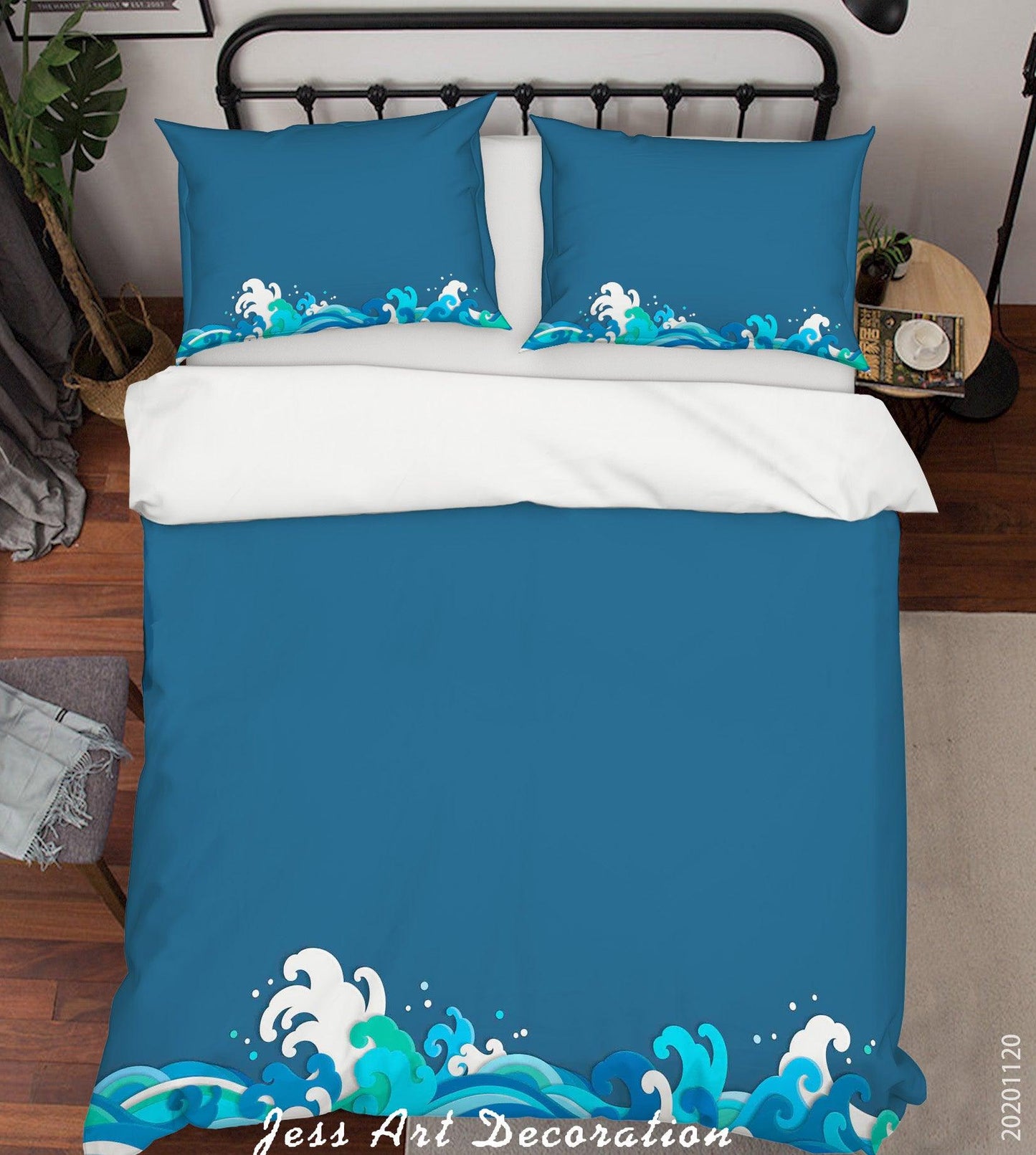 3D Abstract Blue Sea Wave Quilt Cover Set Bedding Set Duvet Cover Pillowcases LXL