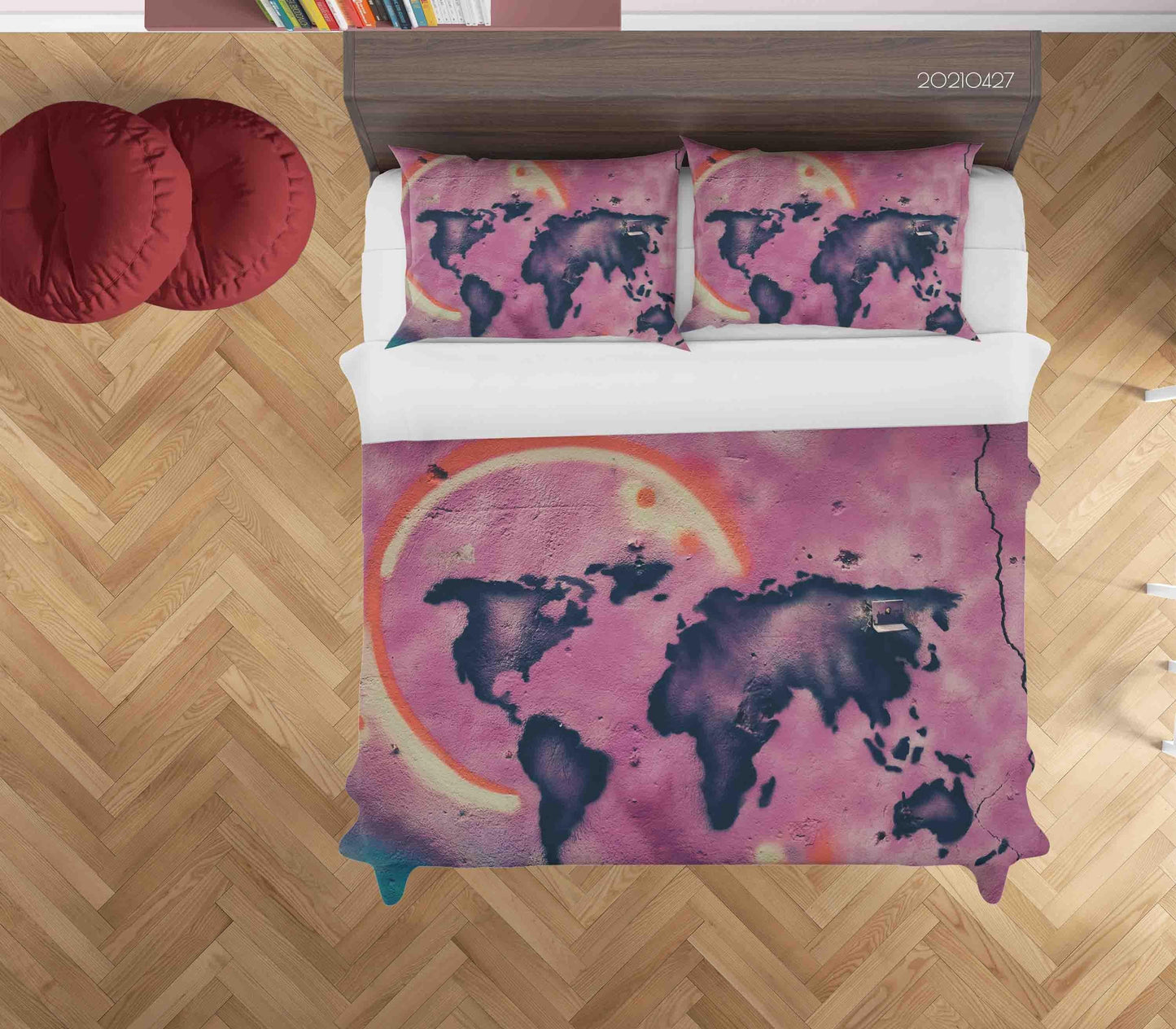 3D Abstract Pink Map Graffiti Quilt Cover Set Bedding Set Duvet Cover Pillowcases 123