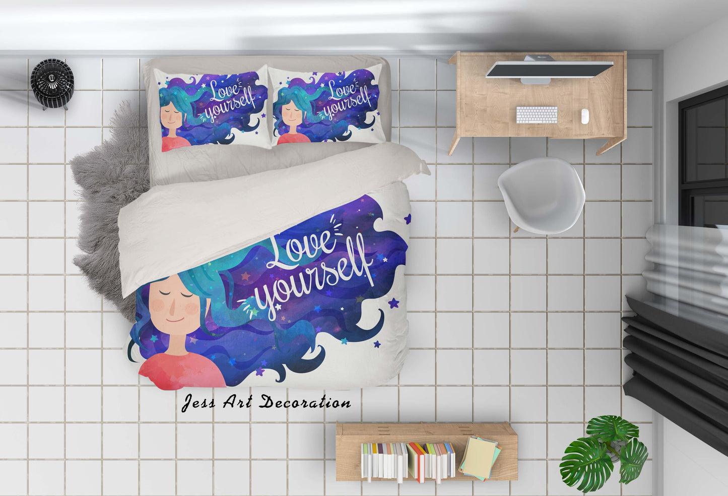 3D Blue Girl Beauty Quilt Cover Set Bedding Set Pillowcases 84