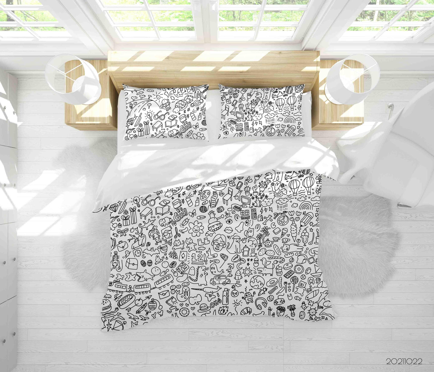 3D Art Illustration Graffiti Quilt Cover Set Bedding Set Duvet Cover Pillowcases 57