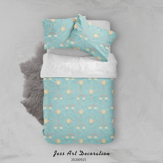 3D Cartoon Animal Rainbow Sheep Pattern Quilt Cover Set Bedding Set Duvet Cover Pillowcases WJ 6487