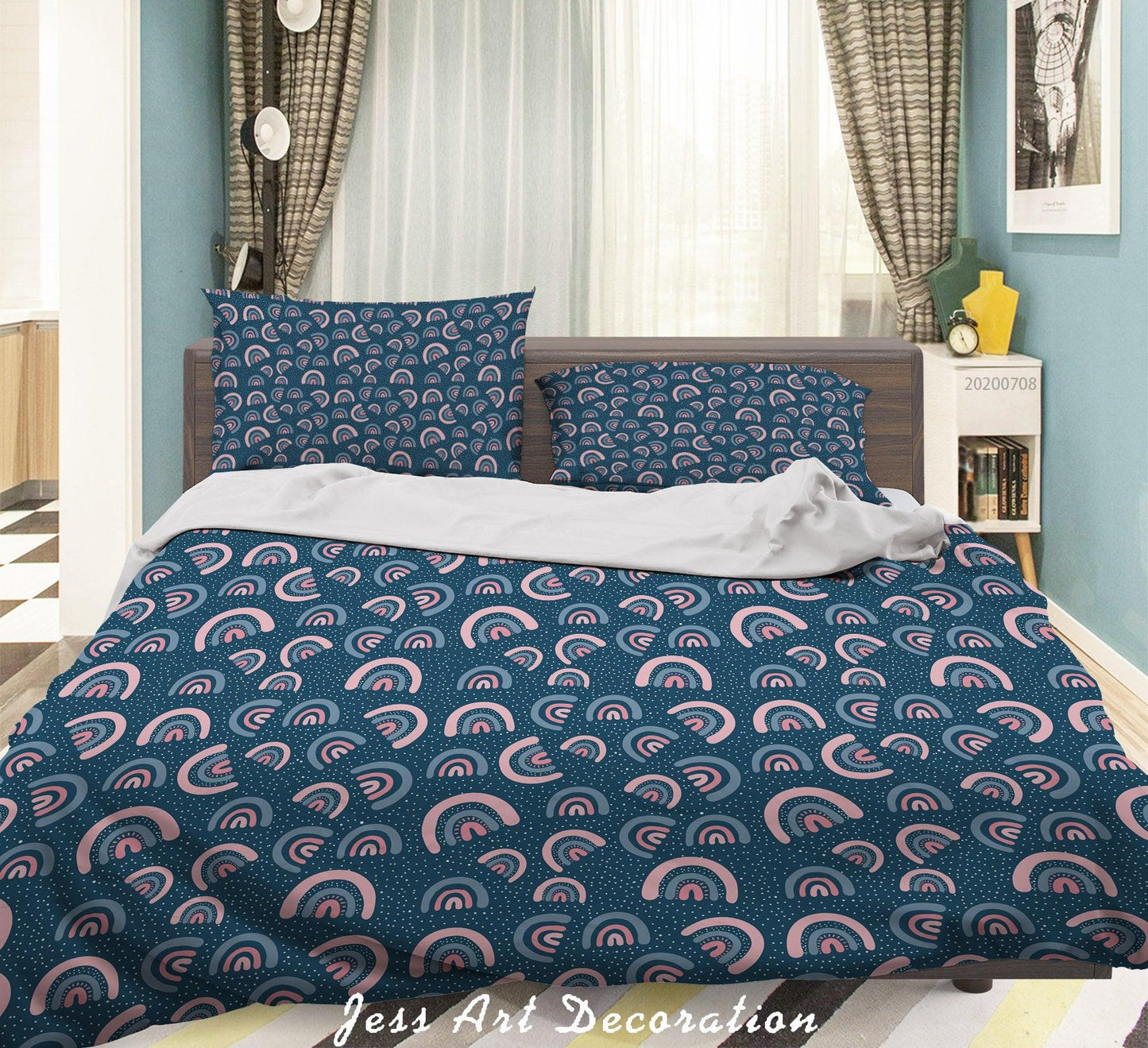 3D Blue Rainbow Quilt Cover Set Bedding Set Duvet Cover Pillowcases SF56