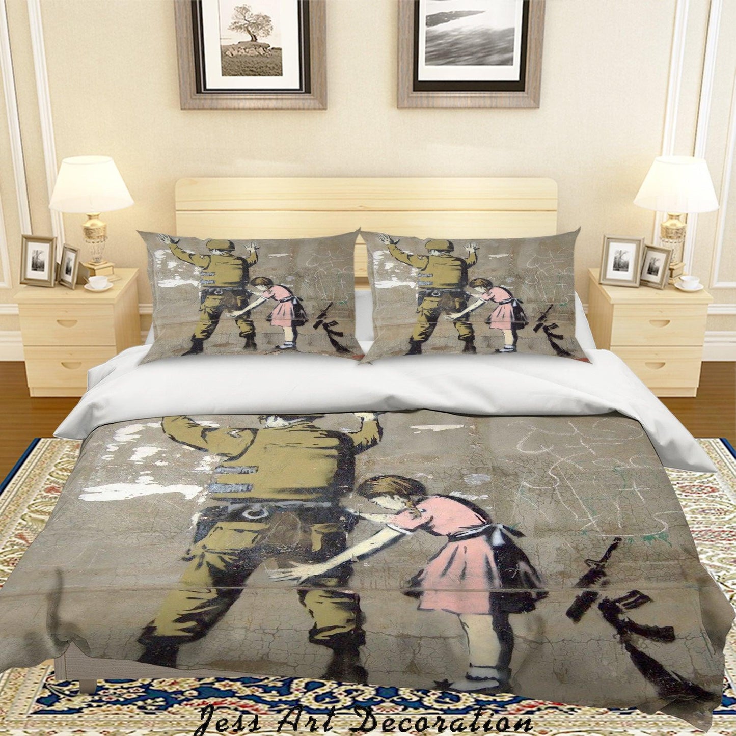 3D Banksy Mural Soldier Girl Color Quilt Cover Set Bedding Set Duvet Cover Pillowcases  ZY D91