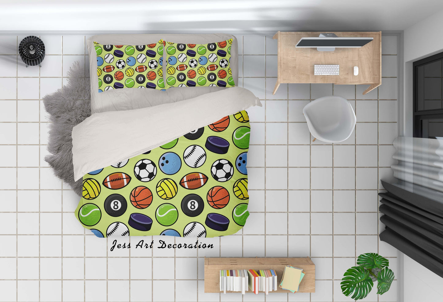 3D Ball Football Basketball Rugby Pattern Quilt Cover Set Bedding Set Duvet Cover Pillowcases WJ 6835