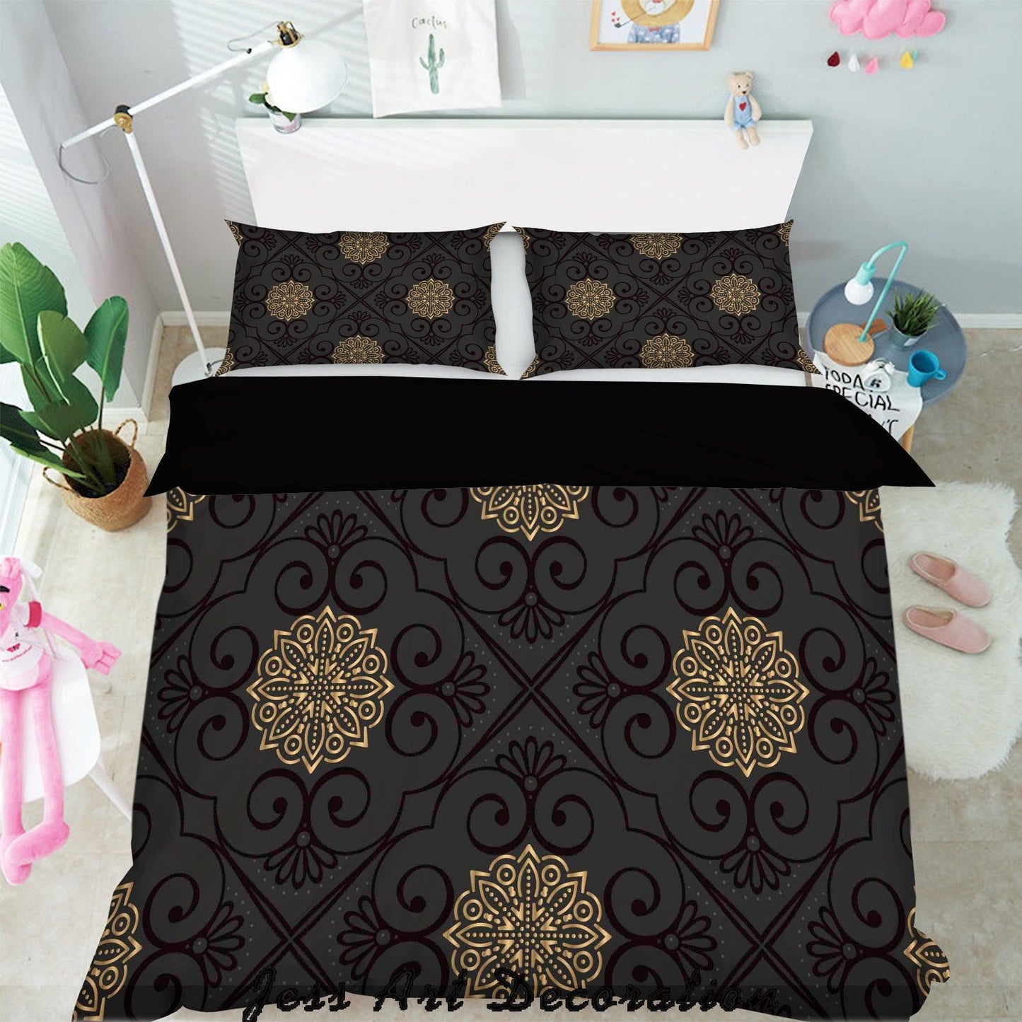 3D Black White Plates Pattern Quilt Cover Set Bedding Set Pillowcases 392