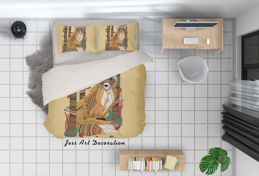 3D Cartoon Brown Fox Quilt Cover Set Bedding Set Pillowcases 206
