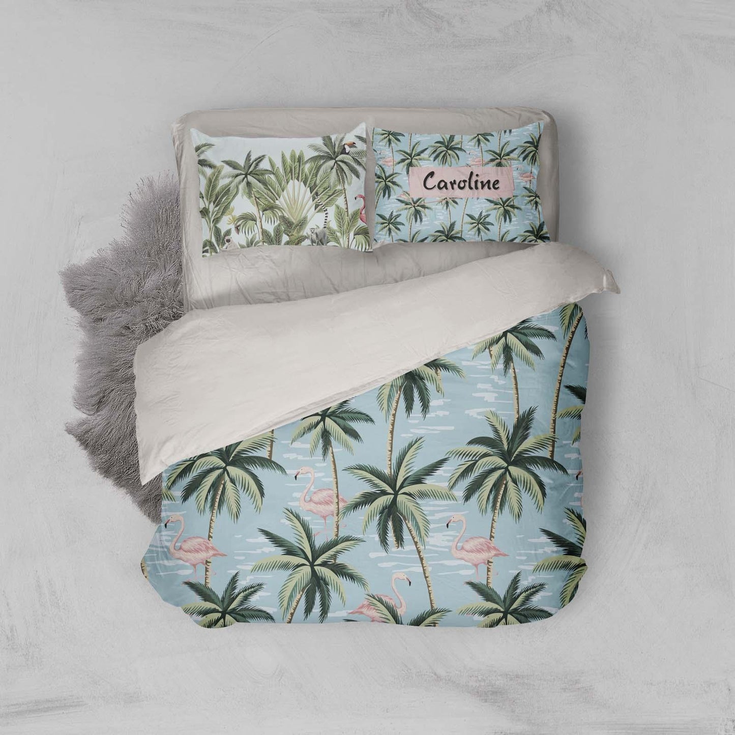 3D Blue Flamingo Coconut Tree Quilt Cover Set Bedding Set Pillowcases 33