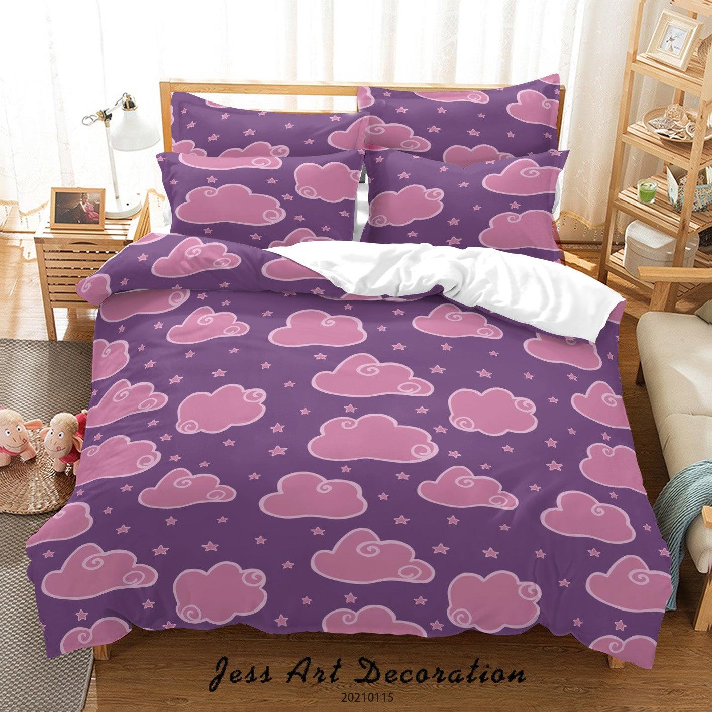 3D Cartoon Purple Cloud Quilt Cover Set Bedding Set Duvet Cover Pillowcases 22