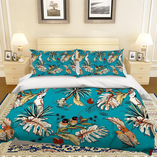 3D Blue Leaves Flowers Quilt Cover Set Bedding Set Pillowcases 63