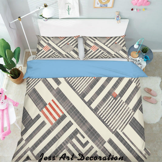 3D Black White Stripes Background Quilt Cover Set Bedding Set Pillowcases  158